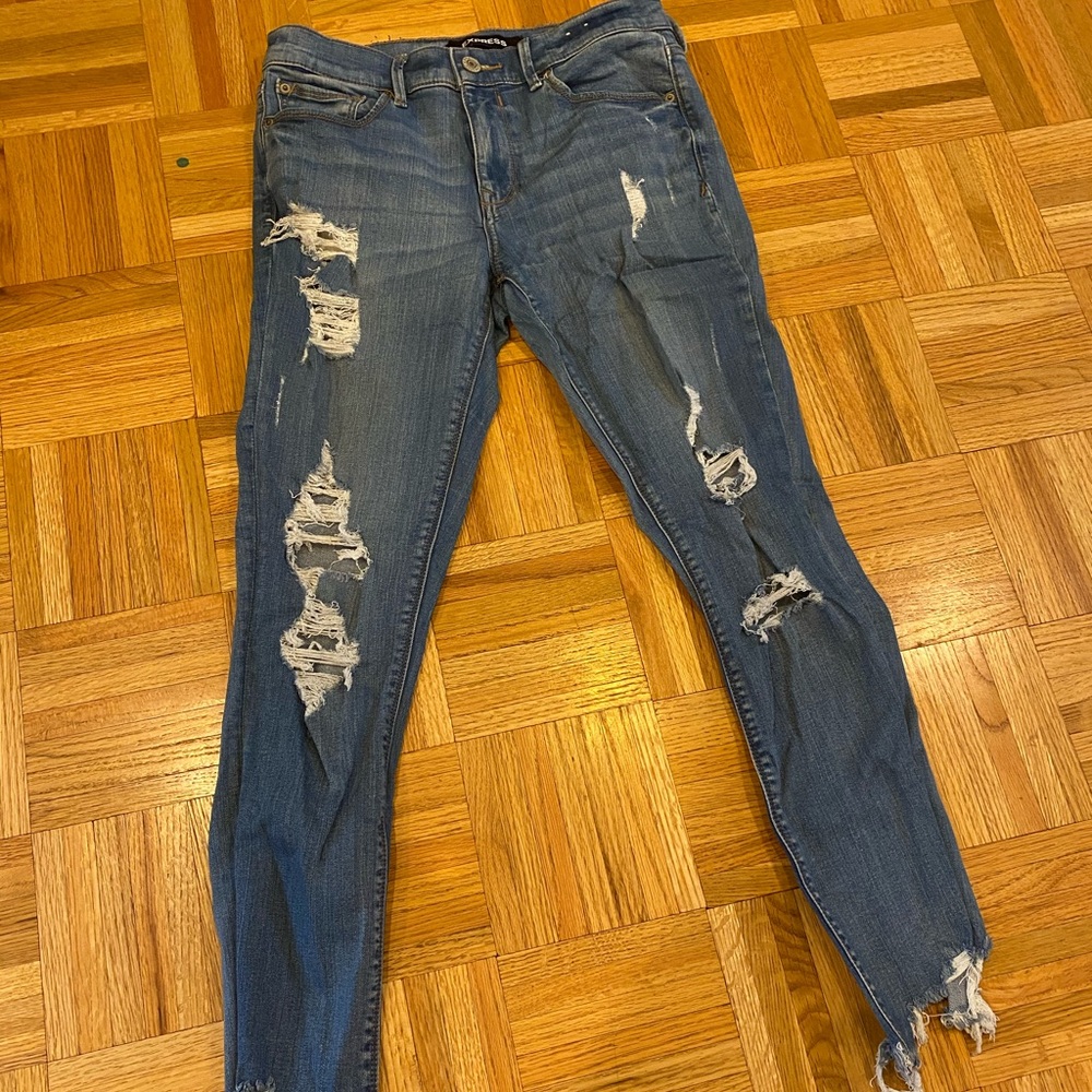 Express Distressed Skinny Midrise Jeans